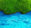 Green grass and sea background. Royalty Free Stock Photo