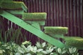 Green grass staircase in garden, interior decoration Royalty Free Stock Photo