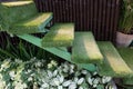 Green grass staircase in garden, interior decoration Royalty Free Stock Photo