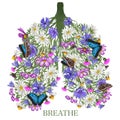 Green grass. Summer bouquet. Meadow flowers. Floral iilustration. Lungs art