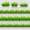 Green grass vector seamless borders set Royalty Free Stock Photo
