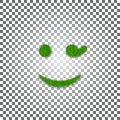 Green grass wink smile 3D. Smiley grassy emoticon icon Isolated white transparent background. Happy smiling sign. Symbol