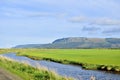 Green grasses perfect lawn mowing gardening agriculture mountain binevenagh long grass cut limavady stream river blue skies clouds Royalty Free Stock Photo