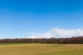 Green Grassy Field under Bright Blue Sky Royalty Free Stock Photo