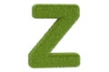Green grassy letter Z, 3D rendering