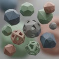 Green, gray, and brown, and show different forms such as polyhedrons Royalty Free Stock Photo