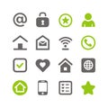Green and gray communication, social media and web icons Royalty Free Stock Photo