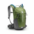Green and gray hydration backpack with a sleek, compact design. Features include Royalty Free Stock Photo