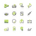 Green-gray medicine icons