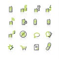 Green-gray mobile phone icons