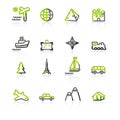 Green-gray travel icons