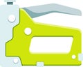 Green and grey mechanical stapler designed for construction and DIY tasks resting on a clean white background, serving as an Royalty Free Stock Photo