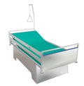 Green and grey mobile children`s hospital bed with recliner and side guards, 3D illustration Royalty Free Stock Photo