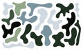 Green and grey rregular blob, set of abstract organic shapes. Abstract irregular random blobs. Simple liquid amorphous