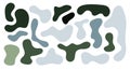 Green and grey rregular blob, set of abstract organic shapes. Abstract irregular random blobs. Simple liquid amorphous