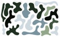 Green and grey rregular blob, set of abstract organic shapes. Abstract irregular random blobs. Simple liquid amorphous