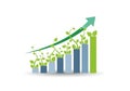 Green growth chart illustrating financial success and environmental sustainability Royalty Free Stock Photo
