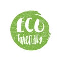 Green grunge Eco friendly illustration hand drawn logotype sticker