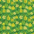 Green Grunge Floral Seamless Pattern. Hand Drawn Artwork Background. Royalty Free Stock Photo