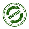 Green grunge recycle sign with text stamp on white Royalty Free Stock Photo