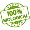 green grunge stamp with Banner 100% biological Royalty Free Stock Photo