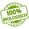 green grunge stamp with Banner 100% biological (in german Royalty Free Stock Photo