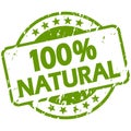 green grunge stamp with Banner 100% natural Royalty Free Stock Photo