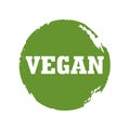 Green and grunge stamp. Text Vegan, Texture and background