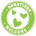 green grungy DONATIONS WELCOME stamp