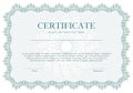 Green Guilloche certificate or diploma template background, modern design. Vector illustration. Royalty Free Stock Photo