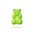 Green gummy bear.Jelly healthy candies. Delicious vitamins. Vector cartoon illustration. Isolated background. Royalty Free Stock Photo