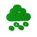 Green Hail cloud icon isolated on transparent background.