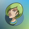 Green hair lady face Royalty Free Stock Photo