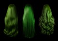 Green hair set - isolated black background - Ideal for hair saloons and any other beauty