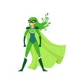 Green-haired girl superhero standing in proud pose Royalty Free Stock Photo