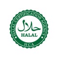 Green Halal Emblem. Vector Certificate Tag