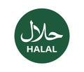 Green Halal symbol. Concept of halal food and packaging.