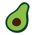 Green half of an avocado. Vector color illustration of fruit in flat style Royalty Free Stock Photo