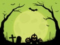 Green Halloween spooky scene