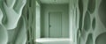 Green Hallway with Door and Unique Wall Texture in Modern Design. Royalty Free Stock Photo