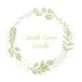 Green hand drawn leaves and grass wreath vector Royalty Free Stock Photo