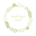 Green hand drawn leaves wreath