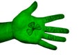 Green hand with inscription Happy St. Patrick\'s Day