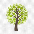 Green Hand Print Tree Isolated Transparent Background