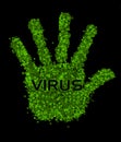 Green hand. Rapidly spreading virus