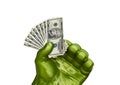 Green Hand and Small money Royalty Free Stock Photo
