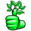 Green Hand Thumb Up and Leaves Ecological Vector Illustration Royalty Free Stock Photo