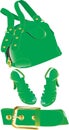 Green handbag ,belt and shoes Royalty Free Stock Photo