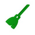 Green Handle broom icon isolated on transparent background. Cleaning service concept.