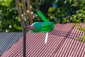 A Green handmade Plastic Windmill Royalty Free Stock Photo